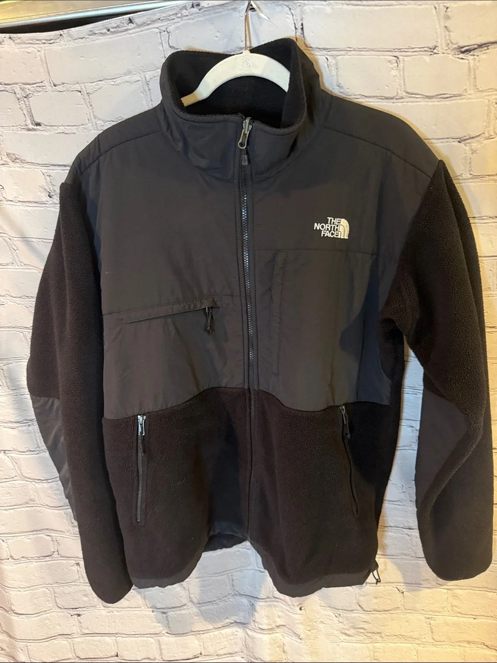 Men's North Face Black Nylon-Panel Fleece Jacket
